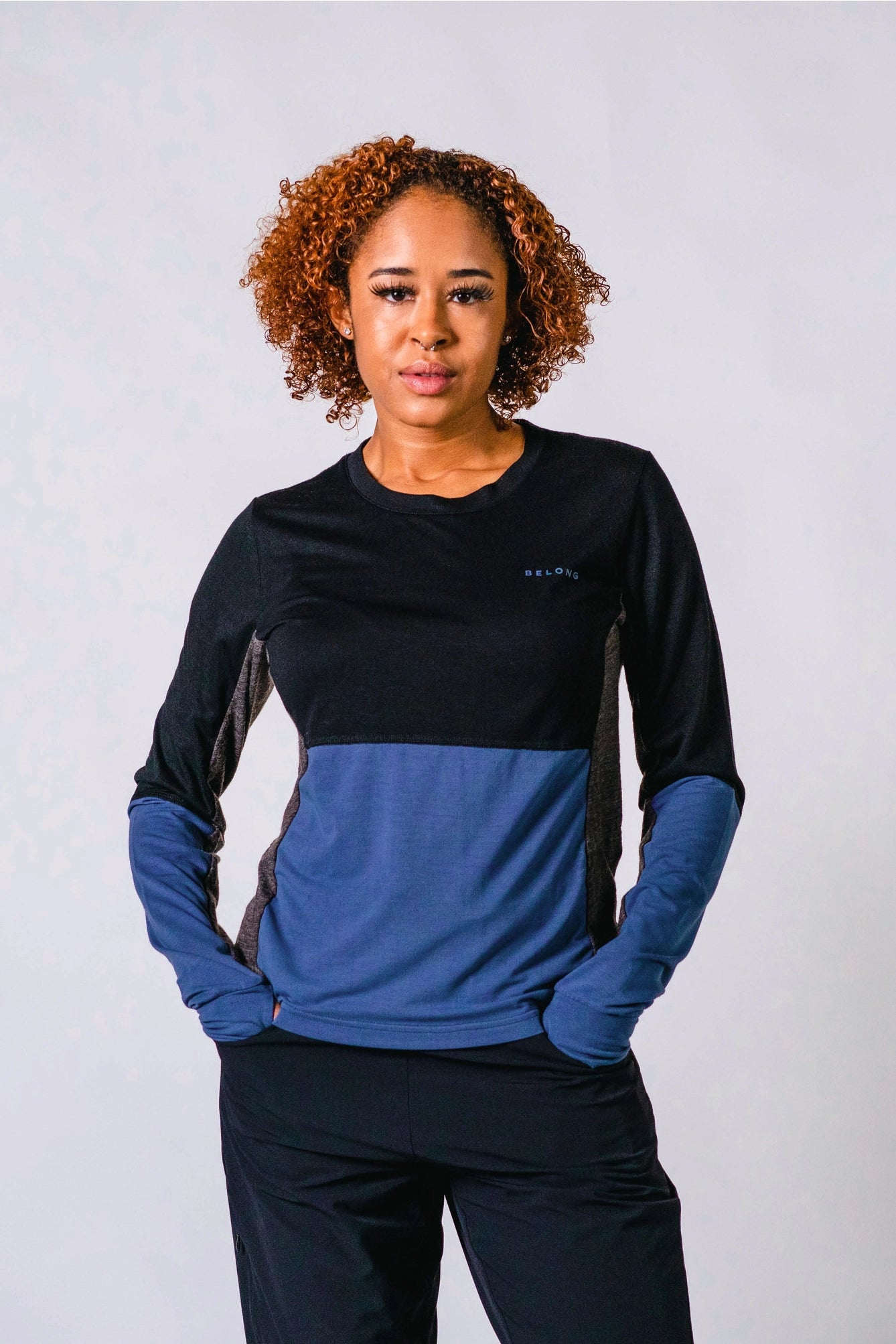 Womens Dyer Tek Long Sleeve Navy Flume